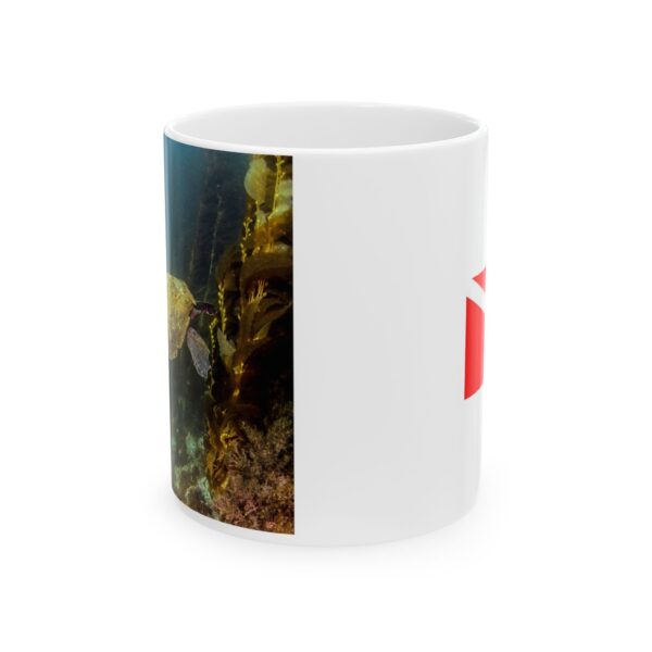 Ceramic Mug 11oz. Turtle, dive flag opposite side.