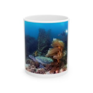 Ceramic Mug 11oz. Turtle on reef.