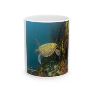 Ceramic Mug 11oz. Swimming turtle.